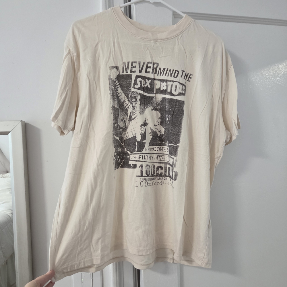 Abercrombie And Fitch Oversized Cream Graphic T-Shirt - Picture 1 of 4